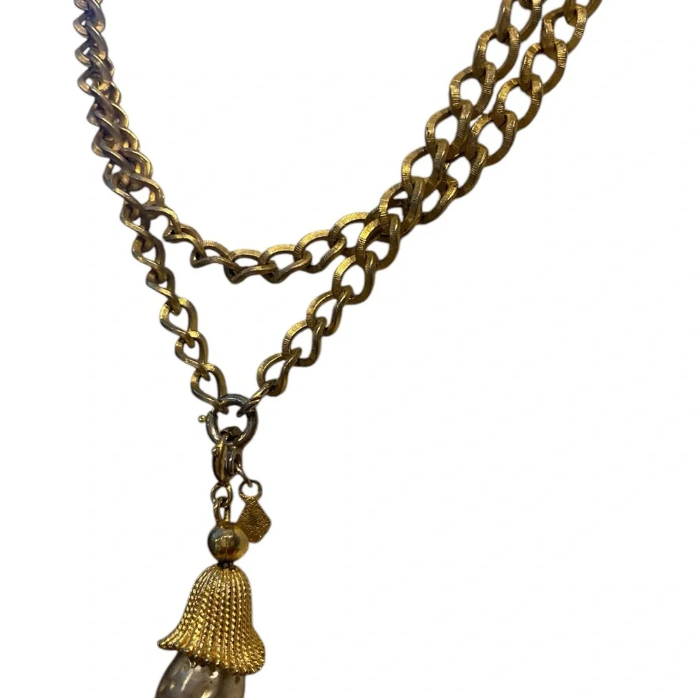 Vintage Necklace Chain with Large Drop Pearl 18 inch - Picture 3 of 3